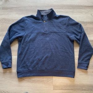 Orvis Henley Fleece Lined Sweater Mens Size L  Blue Pullover Shirt Long Sleeve